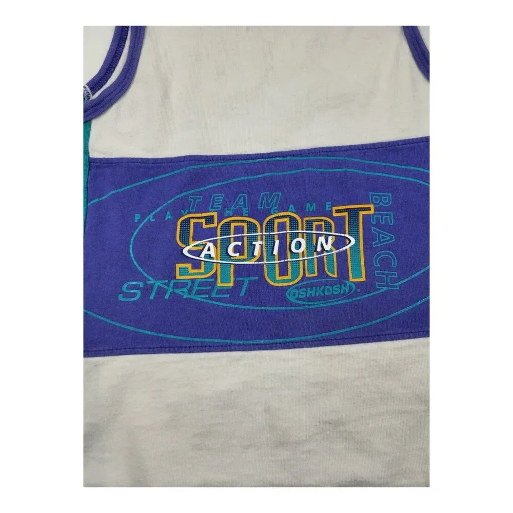 Vintage 90s OshKosh Action Sports Tank Top Kids Sz 6 Made In USA